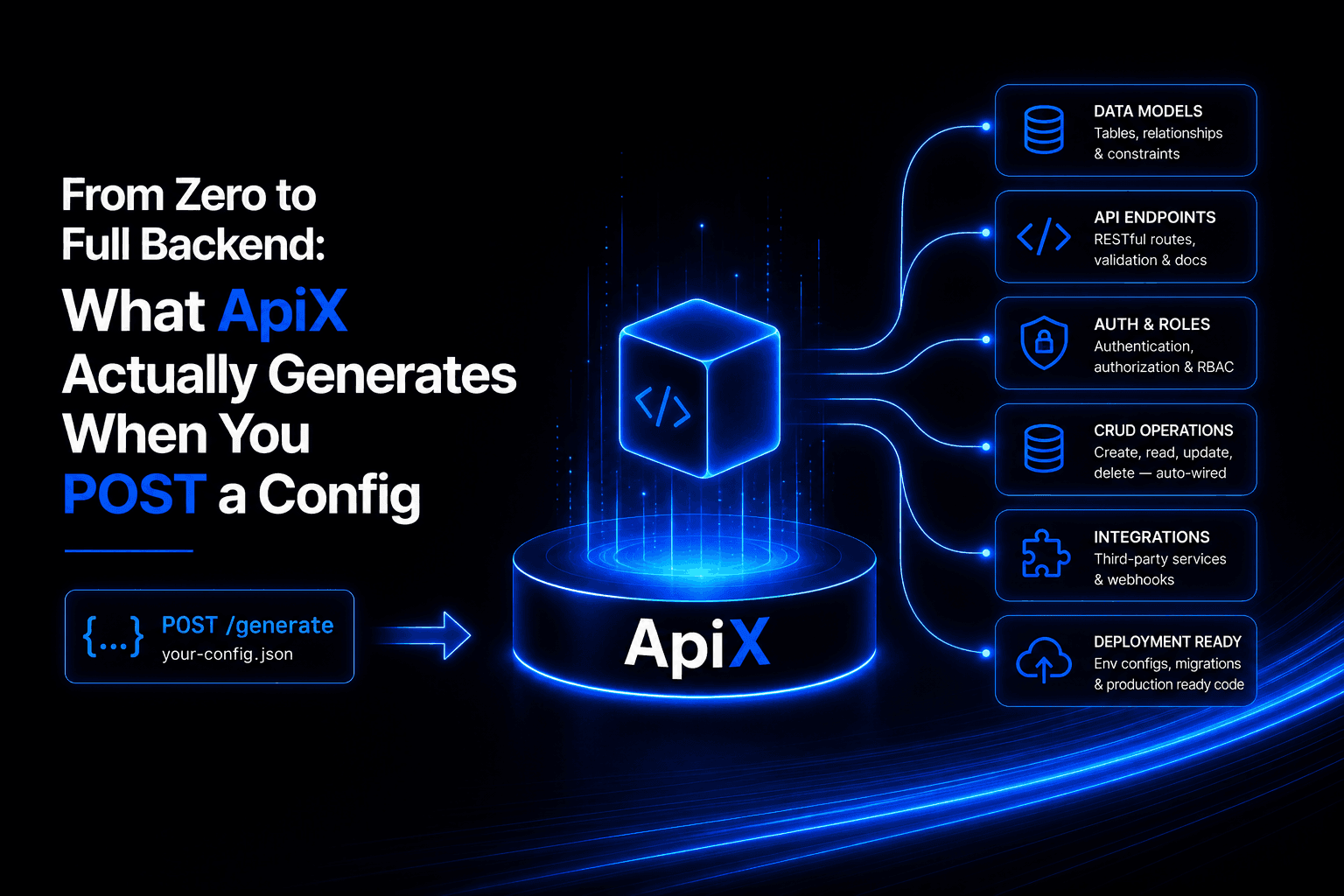 From Zero to Full Backend: What ApiX Actually Generates When You POST a Config